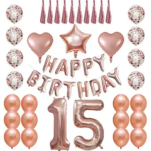 Amazon 40inch Rose Gold Number Balloon Happy Birthday Rose Gold Confetti Later Balloon with Heart/Star Shape Foil Balloons