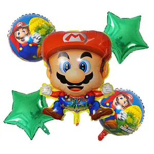 5pcs/ Cartoon Spiderman/Mario/Teenage Mutant Ninja Turtles Foil balloon For Baby Boy Birthday Party Decoration