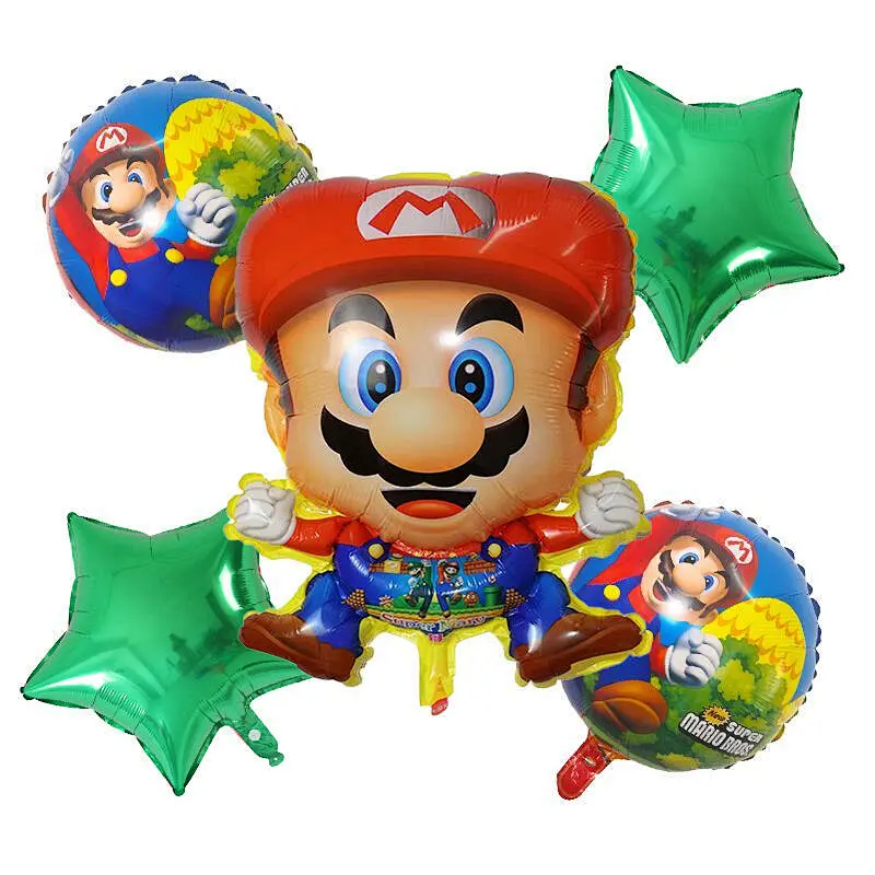 5pcs/ Cartoon Spiderman/Mario/Teenage Mutant Ninja Turtles Foil balloon For Baby Boy Birthday Party Decoration