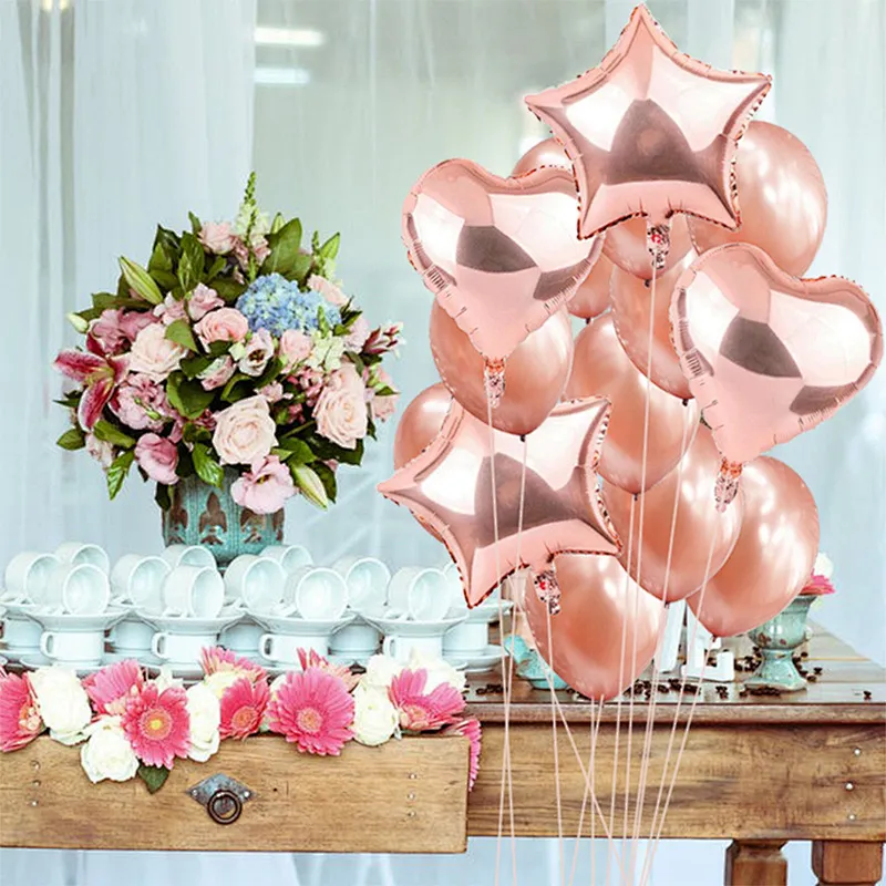Wholesale 18inch Rose Gold Foil Balloon 12inch Latex Balloon Set Birthday Wedding Party Decoration Promotion Gifts