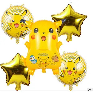 Wholesale Birthday Party Decoration Aluminum Mylar Foil Balloon Cute Cartoon Pikachu Balloon Set