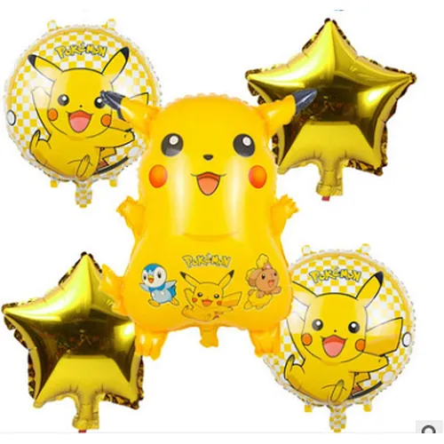 Wholesale Birthday Party Decoration Aluminum Mylar Foil Balloon Cute Cartoon Pikachu Balloon Set
