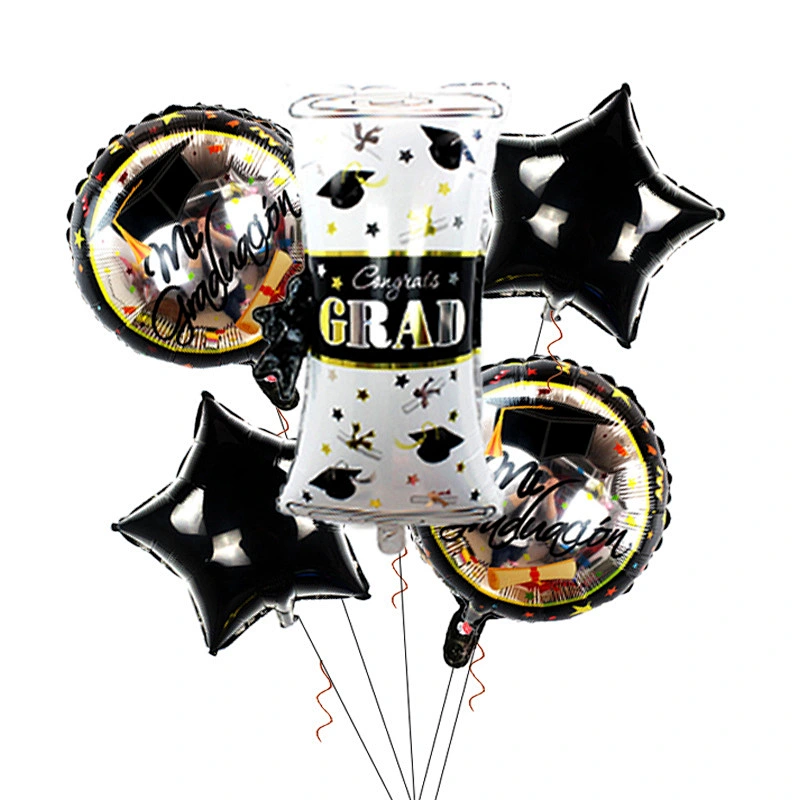 5 Pcs Hot Selling Congrats Grad Foil Balloon Set Graduation Balloons Bouquet For Graduation Party Decoration
