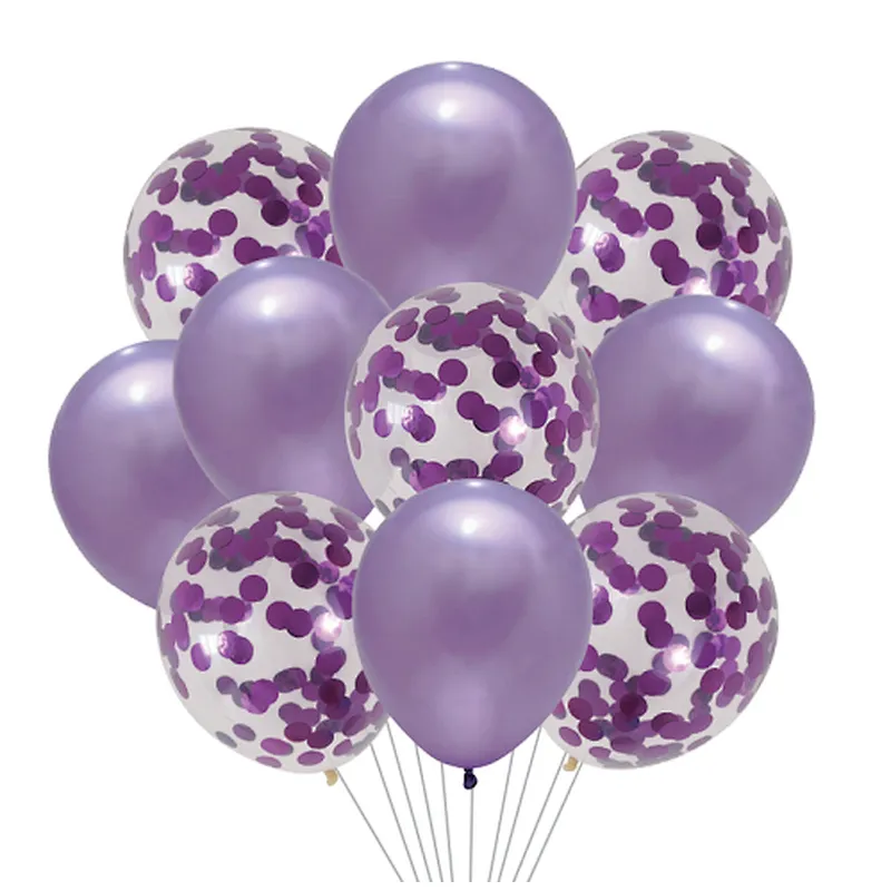 Amazon Hot Sale New Design Latex Balloon Set 12 Inch Sequin Balloon Solid Color Latex Ballon 10pcs Set
