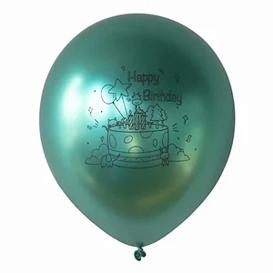 2021 New Design 12 Inch Metallic Chrome Happy Birthday Latex Balloons Celebration Balloon For Birthday Party Decorations