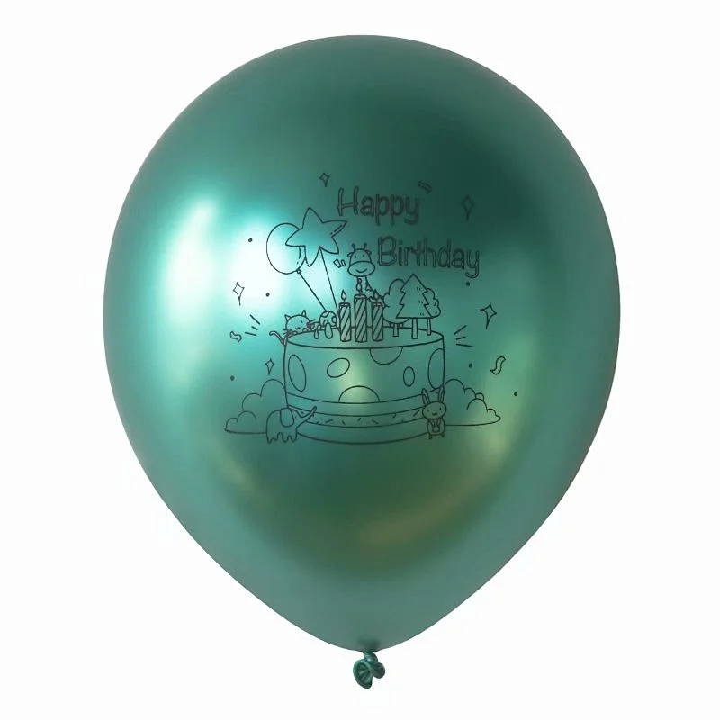 2021 New Design 12 Inch Metallic Chrome Happy Birthday Latex Balloons Celebration Balloon For Birthday Party Decorations