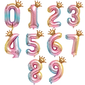 Amazon Party Events Decor Mini Crown Balloons 30 Inch Rainbow Gradient Number Balloon Set
