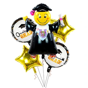 5 Pcs Hot Selling Congrats Grad Foil Balloon Set Graduation Balloons Bouquet For Graduation Party Decoration