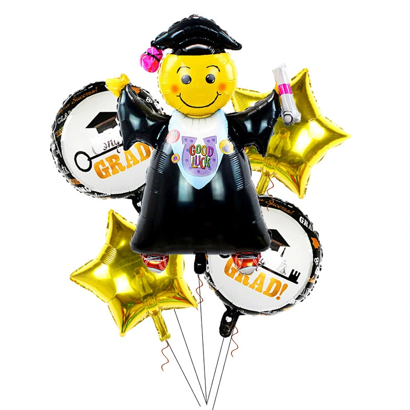 5 Pcs Hot Selling Congrats Grad Foil Balloon Set Graduation Balloons Bouquet For Graduation Party Decoration