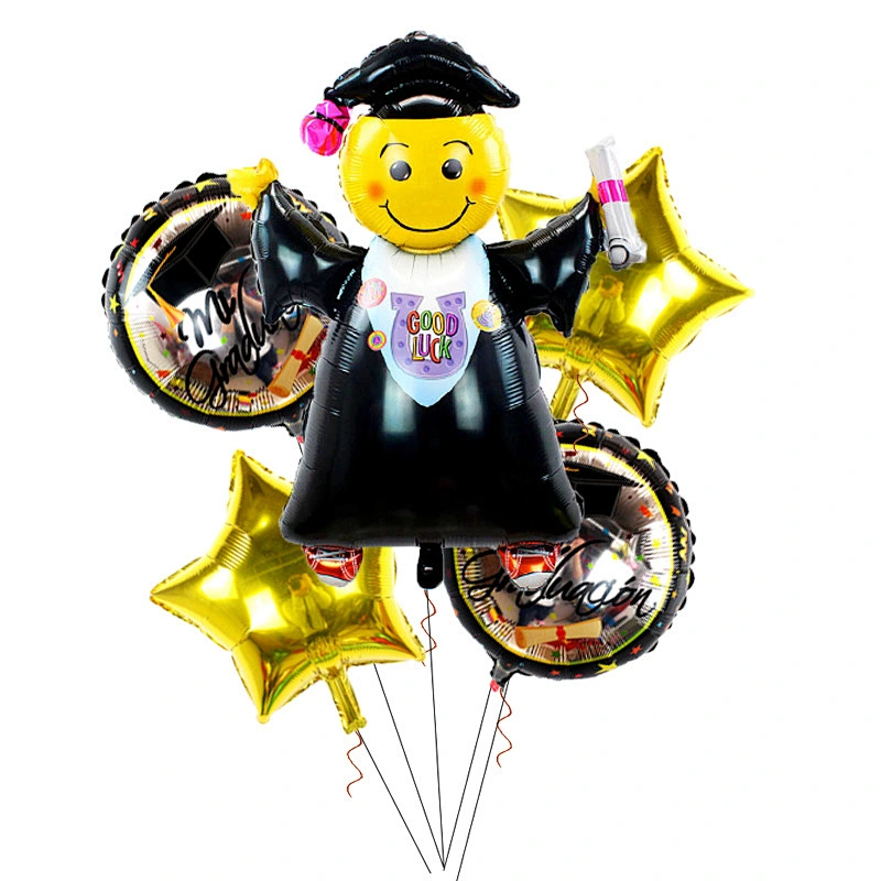 5 Pcs Hot Selling Congrats Grad Foil Balloon Set Graduation Balloons Bouquet For Graduation Party Decoration