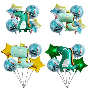 Amazon Hot Selling Kids Birthday Party Decoration Cute Dinosaur Jungle Theme Party Aluminum Balloon Set