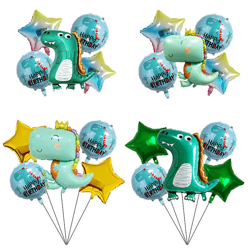 Amazon Hot Selling Kids Birthday Party Decoration Cute Dinosaur Jungle Theme Party Aluminum Balloon Set