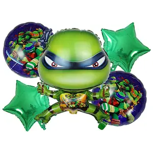 5pcs/ Cartoon Spiderman/Mario/Teenage Mutant Ninja Turtles Foil balloon For Baby Boy Birthday Party Decoration