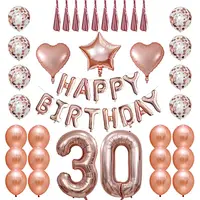 Amazon 40inch Rose Gold Number Balloon Happy Birthday Rose Gold Confetti Later Balloon with Heart/Star Shape Foil Balloons