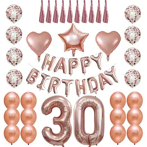 Amazon 40inch Rose Gold Number Balloon Happy Birthday Rose Gold Confetti Later Balloon with Heart/Star Shape Foil Balloons