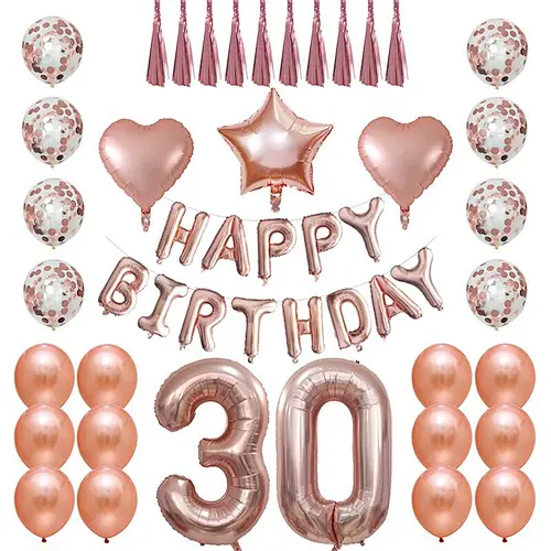 Amazon 40inch Rose Gold Number Balloon Happy Birthday Rose Gold Confetti Later Balloon with Heart/Star Shape Foil Balloons