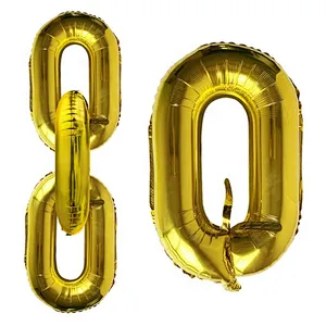 Hot Sale DIY Party Decoration Balloons Gold Silver Globos Chain Link Number 0 Foil Balloons For Birthday Wedding Party Decoration