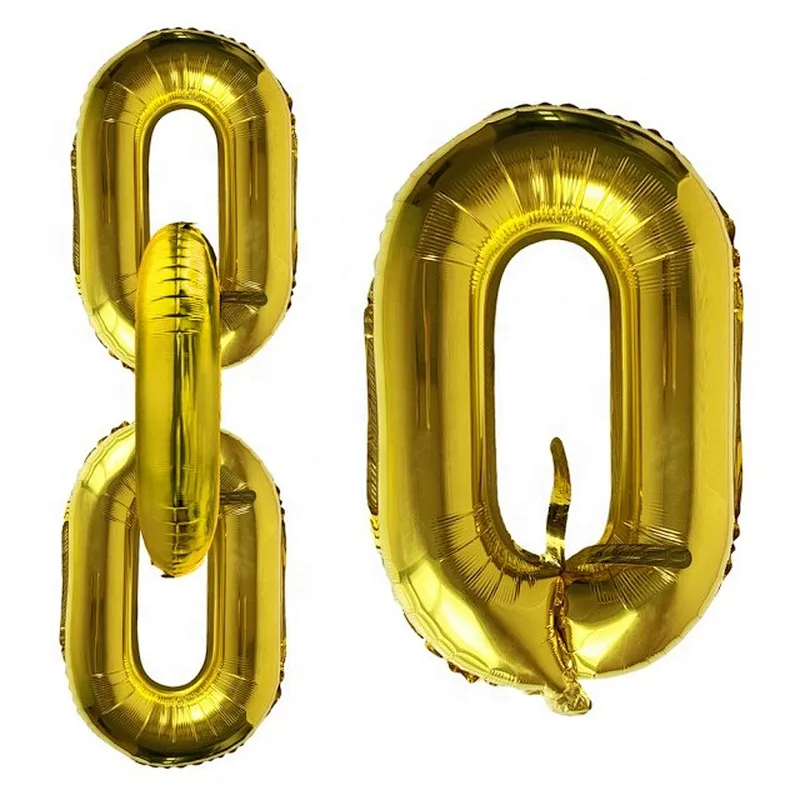 Hot Sale DIY Party Decoration Balloons Gold Silver Globos Chain Link Number 0 Foil Balloons For Birthday Wedding Party Decoration