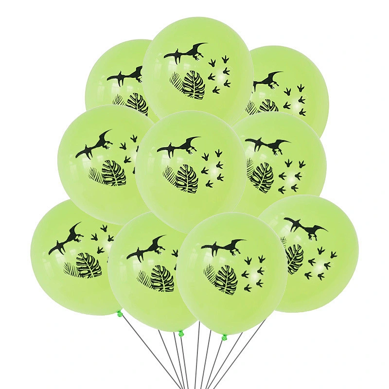 New Design 12 Inch Green Dinosaur Printing Latex Balloons Dinosaur Theme Kids Birthday Party Decoration Globos