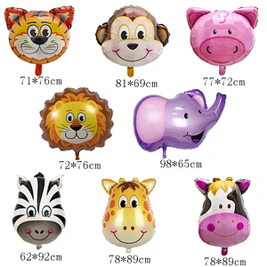 Mini Medium Large Size Animal Head Helium Foil Balloon Cartoon Animal Shape Birthday Party Balloon