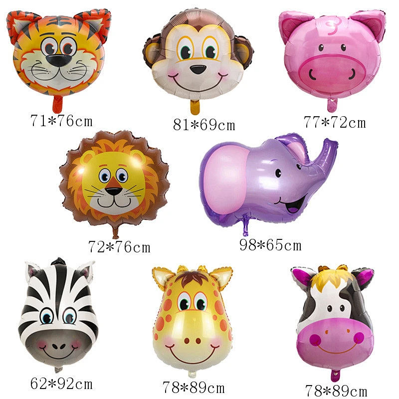 Mini Medium Large Size Animal Head Helium Foil Balloon Cartoon Animal Shape Birthday Party Balloon