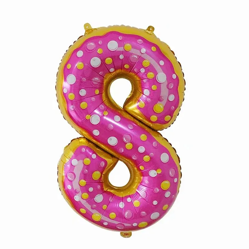 30 inch Doughnut Number Foil Balloons Ice Cream Helium Balloon For Children Birthday Party Decorations  Supplies