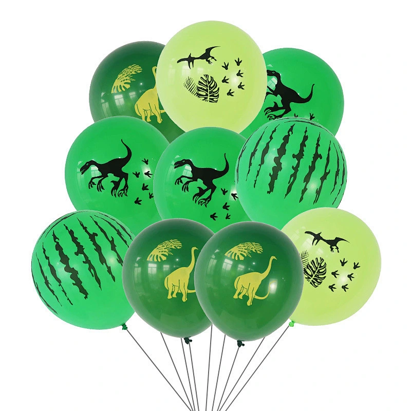 New Design 12 Inch Green Dinosaur Printing Latex Balloons Dinosaur Theme Kids Birthday Party Decoration Globos