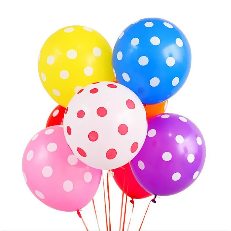Hot air balloon decoration 12inch polka latex balloon helium gas cylinder for valentine baby shower swimming party balloons