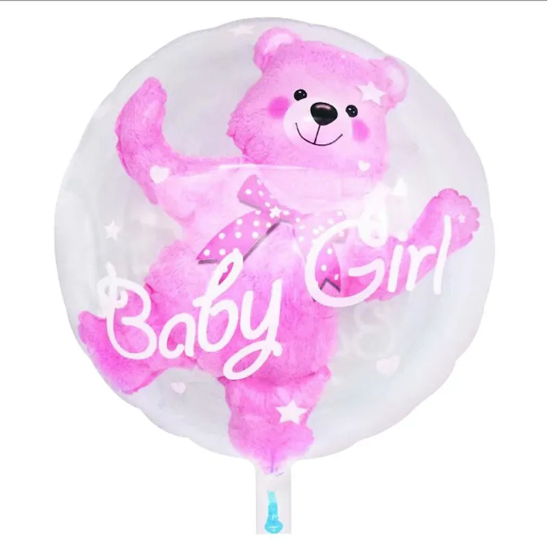 24 inch 4D Foil pink bule baby boy girl balloon gender reveal Bubble Bear Balloon globos PVC transparent decoration