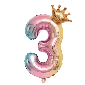 Amazon Party Events Decor Mini Crown Balloons 30 Inch Rainbow Gradient Number Balloon Set