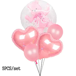 24 inch 4D Foil pink bule baby boy girl balloon gender reveal Bubble Bear Balloon globos PVC transparent decoration