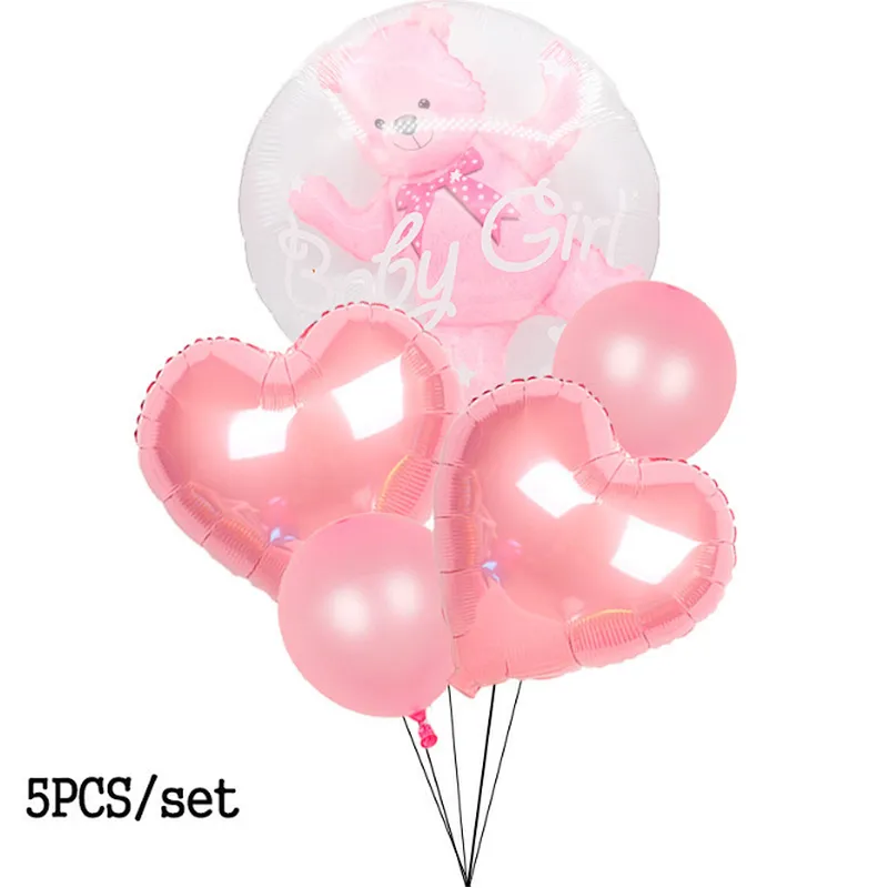 24 inch 4D Foil pink bule baby boy girl balloon gender reveal Bubble Bear Balloon globos PVC transparent decoration