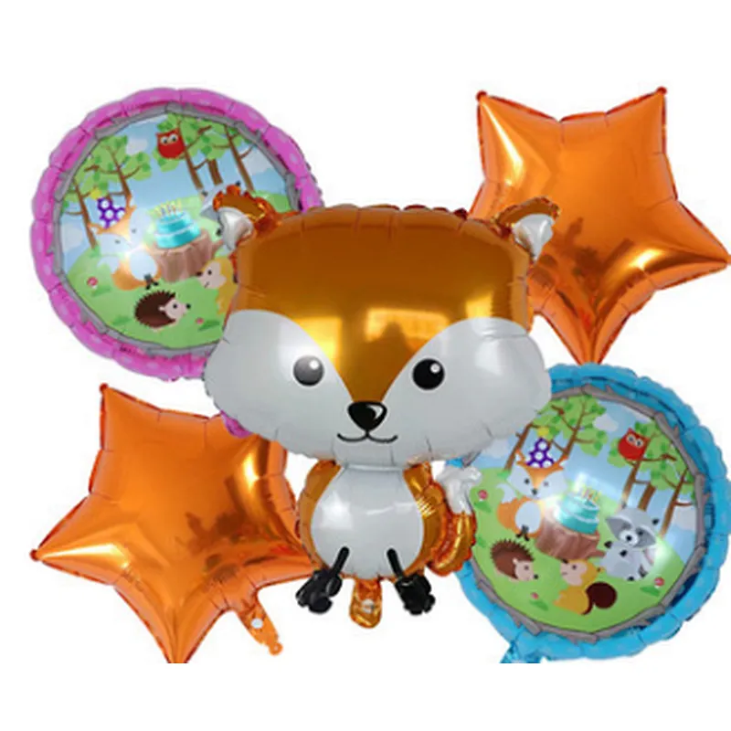 Amazon Hot Sale 5pcs Foil Balloon Set Kids Toy 18 Inch Star Animal Print Foil Balloon Set