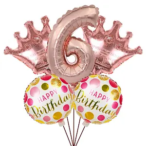 New Idea Happy Birthday Foil Crown Number Balloon Set For Kids' Birthday Party Decoration
