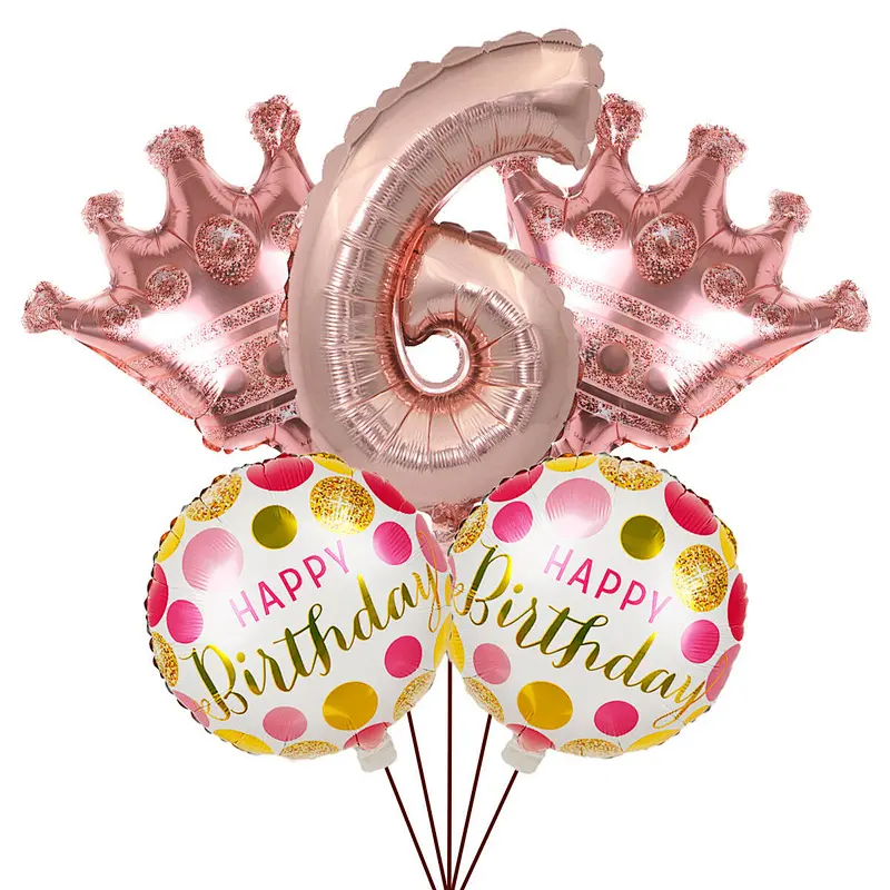 New Idea Happy Birthday Foil Crown Number Balloon Set For Kids' Birthday Party Decoration