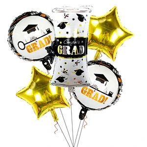 5 Pcs Hot Selling Congrats Grad Foil Balloon Set Graduation Balloons Bouquet For Graduation Party Decoration