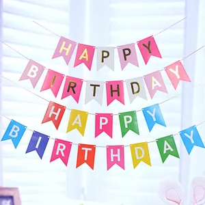 Party Festival Decoration Happy Birthday Banner Letter Fishtail Flag Party Supplies Birthday Banner