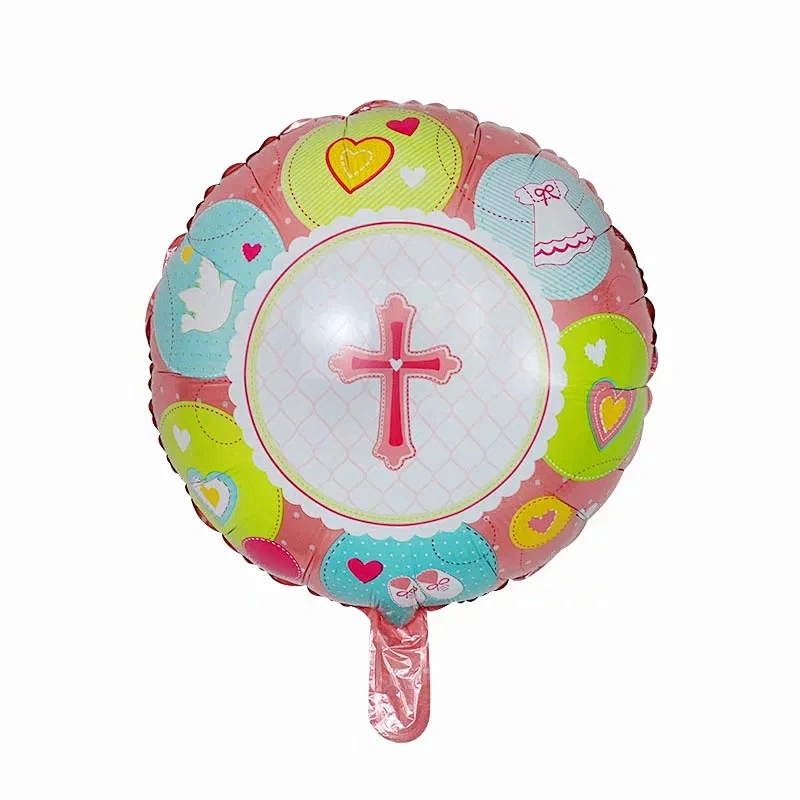 New Design 5pcs Balloon Set Baby Baptism Decorations 18 Inch Round Crossing Foil Balloon
