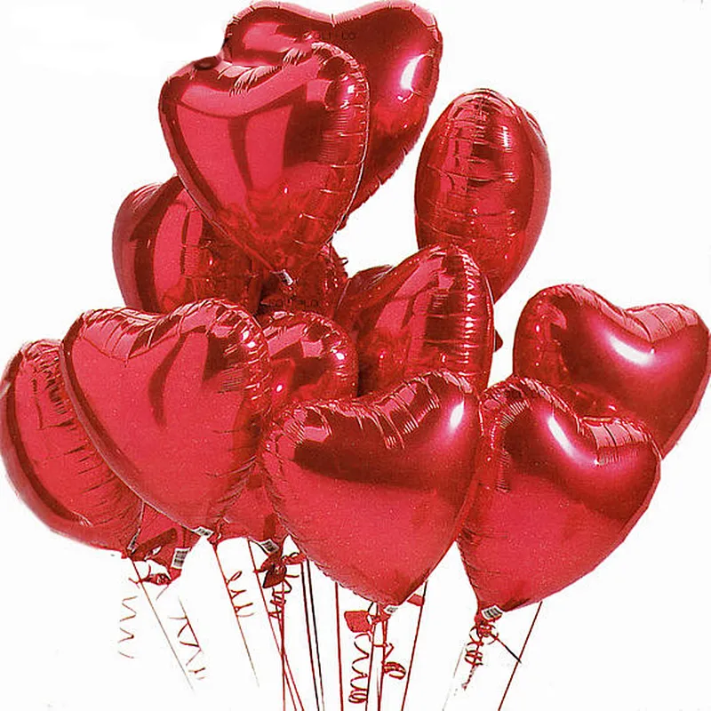 18inch pure color love balloons red Heart balloon aluminum foil ballons for wedding Valentine's Day love decoration globos