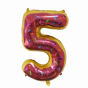 30 inch Doughnut Number Foil Balloons Ice Cream Helium Balloon For Children Birthday Party Decorations  Supplies