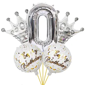 New Idea Happy Birthday Foil Crown Number Balloon Set For Kids' Birthday Party Decoration