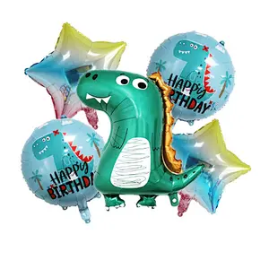 Amazon Hot Selling Kids Birthday Party Decoration Cute Dinosaur Jungle Theme Party Aluminum Balloon Set