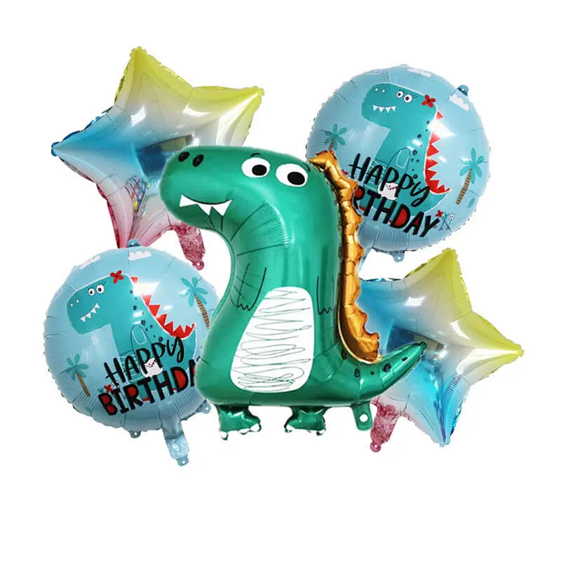Amazon Hot Selling Kids Birthday Party Decoration Cute Dinosaur Jungle Theme Party Aluminum Balloon Set