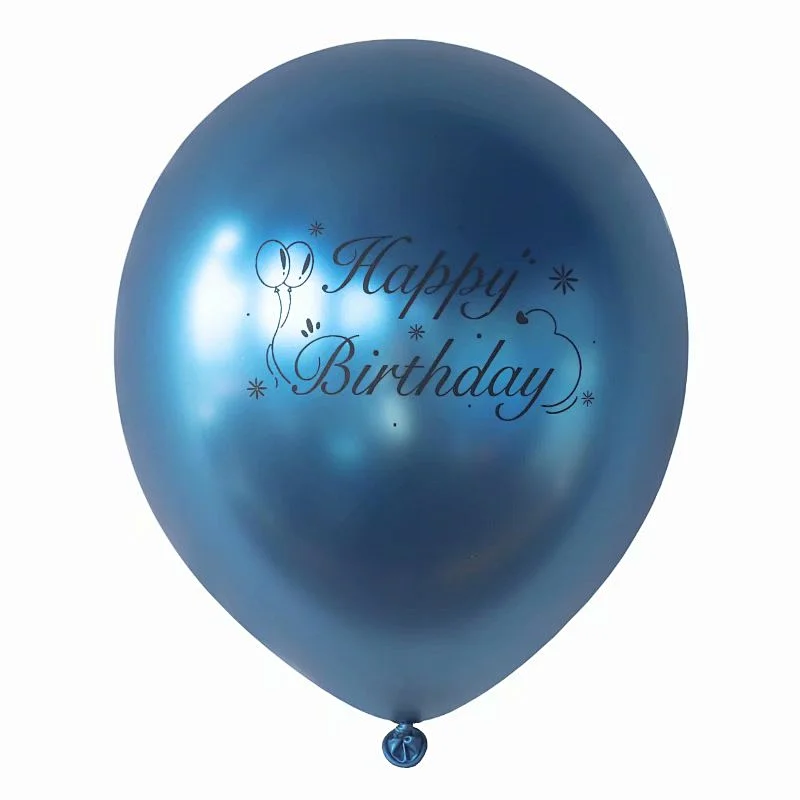 2021 New Design 12 Inch Metallic Chrome Happy Birthday Latex Balloons Celebration Balloon For Birthday Party Decorations