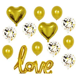 Wedding Party Valentine's Day Decoration Balloon 12 Inch Confetti Balloon 18 Inch Heart Foil Balloon Set