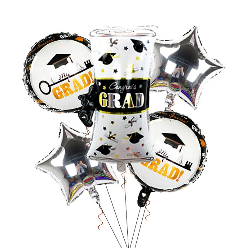 5 Pcs Hot Selling Congrats Grad Foil Balloon Set Graduation Balloons Bouquet For Graduation Party Decoration