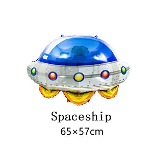 Cartoon Outer Space theme Astronauts Rocket Spaceship Inflating aluminum Foil Sci-fi Balloons Cosmos Theme Kids Baby Party Decor