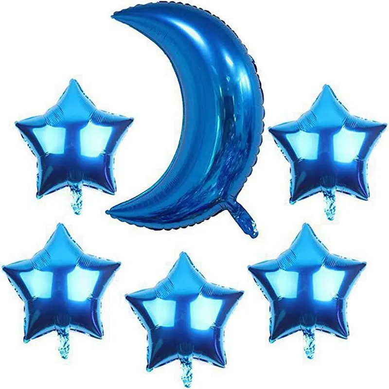 36 Inch Moon Foil Balloon 18 Inch Star Balloons Set for Wedding Birthday Anniversary Eid Party Decoration