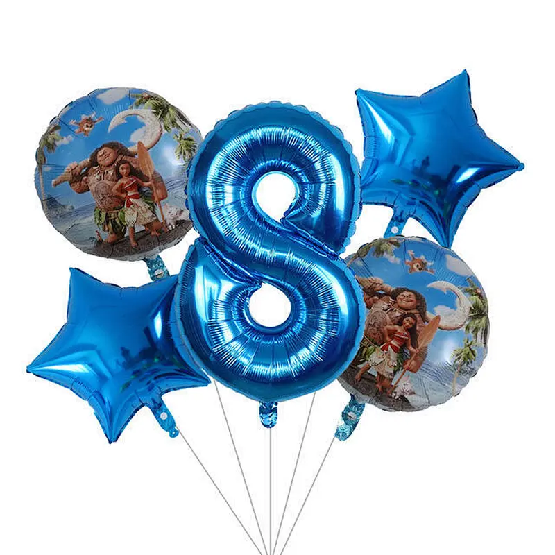 Hot Sale Cartoon Character Moana Maui Foil Globos Helium Balloons Set For Marine Theme Party Kids Birthday Party Decoration