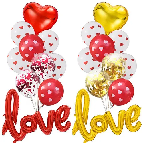 Wedding Party Supplies Red Love Foil Balloon Red And White Heart Latex Balloon Valentines's Day Decorations